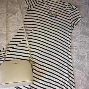 Black and White Striped T-shirt Dress
